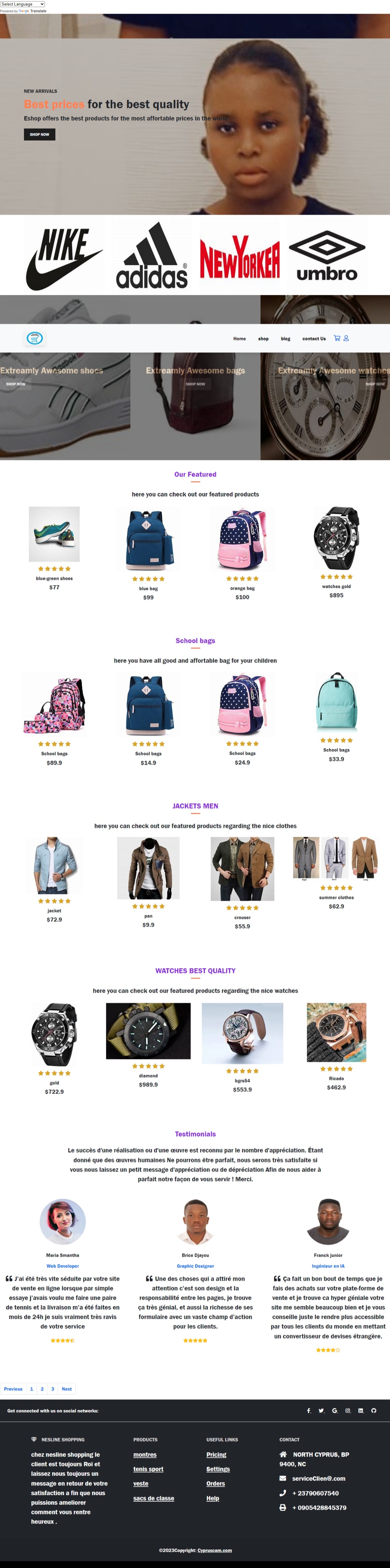 Site de vente en ligne e_commerce.